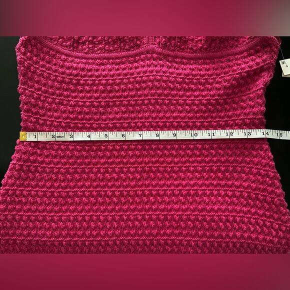 AQUA Pink Crochet Halter Top Mini Dress sz L (NWT) - Picture 9 of 13